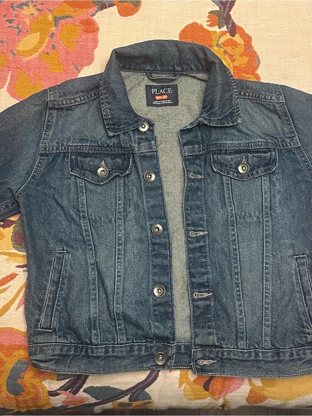 The Children's Place Indigo Denim Jacket - Blue Size 7/8